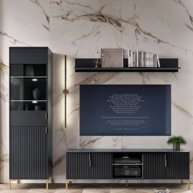 Вітрина Mebel Elit TORELLO Чорний W.FLINN/FL03/CZ/CZMAT/ZL/WIT фото - 4