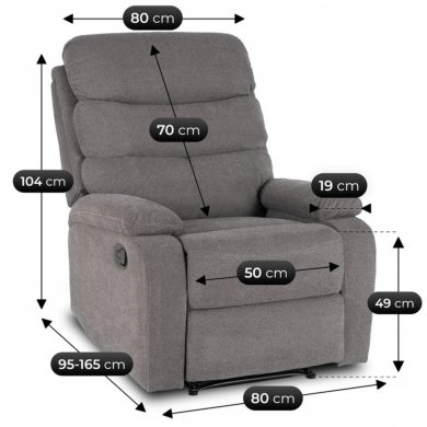 Крісло м'яке розкладне з реклайнером Mebel Elit KOBE 2 Сірий ME.KOBE/P/T/FW фото - 12