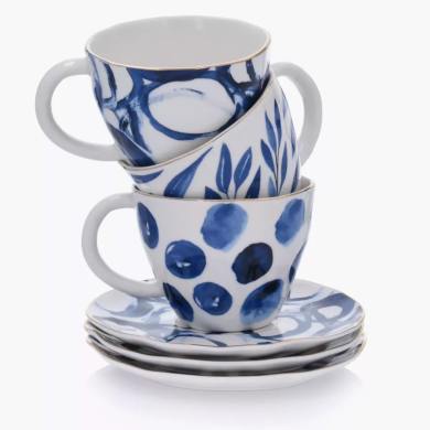 Чашка с блюдцем Duka Riviera 250 мл | Белый / Синий / Принт - 4 Чашка с блюдцем Duka Riviera 250 мл | Белый / Синий / Принт 1219663 фото - 4