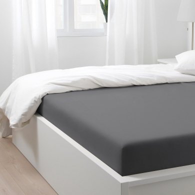 Простынь на резинке NATTJASMIN 160x200 см Серый - 3 IKEA Простынь на резинке NATTJASMIN 160x200 см Серый (ИКЕА NATTJASMIN) 80442674 фото - 3