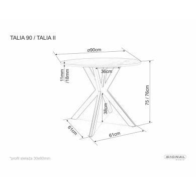 Обідній стіл Signal TALIA II Дуб TALIAIIDCFI90 фото - 5