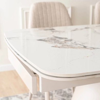 Раскладной обеденный стол Mebel Elit VERONA Белый ME.VERONA/B/KASZ/CER/S160-220 фото - 4