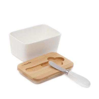 Маслянка з ножем Homla FINCAN 15x10x7 см | Білий / Дерево - 2 Маслянка з ножем Homla FINCAN 15x10x7 см | Білий / Дерево 217762 фото - 2