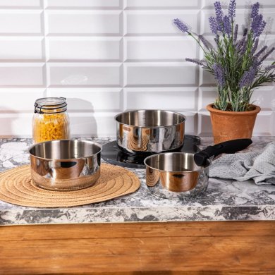 Набор каструль с быстросъёмной ручкой Homla EATALY 3 шт Серебристый - 7 Набор каструль с быстросъёмной ручкой Homla EATALY 3 шт Серебристый 236686 фото - 7