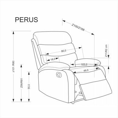 Кресло мягкое раскладное с реклайнером Halmar PERUS Бежевый V-CH-PERUS-FOT-BEŻOWY фото - 2