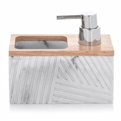 Дозатор жидкости для мытья посуды Duka MODERN 160 мл | Белый / Серый / Дерево 2220439 фото - 3