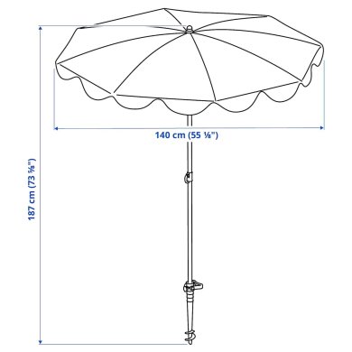 IKEA Садова парасоля STRANDON 140 см Жовтий (ИКЕА СТРАНДОН) 70522765 фото - 5