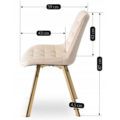 Обідній стілець Mebel Elit DEVI Welur Кремовий - 10 Обідній стілець Mebel Elit DEVI Welur Кремовий ME.DEVI/KR/ZL/V/K фото - 10