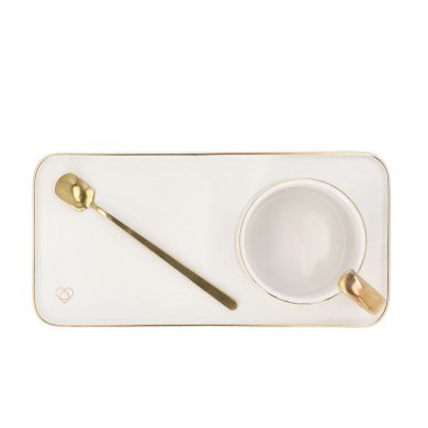 Чашка з блюдцем та ложкою Homla BOMLO 200 мл | Білий 200834 фото - 2