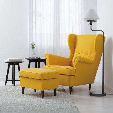 IKEA Кресло мягкое с пуфом STRANDMON Желтый (ИКЕА СТРАНДМОН) 59483906 фото - 5