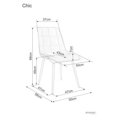 Обеденный стул Signal CHIC Welur Серый CHICVZLSZ фото - 7