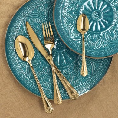 Набір столових приладів Homla MERCER 24 шт. | Золото 210156 фото - 7