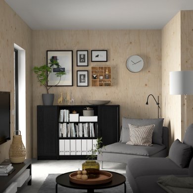 IKEA Стелаж BILLY/OXBERG Чорний (ИКЕА БИЛЛИ/ОКСБЕРГ) 79483590 фото - 3