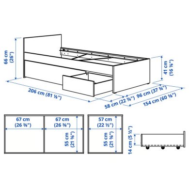 IKEA Кровать VIHALS 90x200 см Белый (ИКЕА ВИХАЛС) 59581983 фото - 8