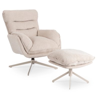 Кресло мягкое поворотное с подставкой Mebel Elit PASADENA Кремовый ME.PASADENA/KR/KR/T/FW