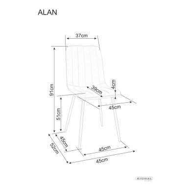 Обеденный стул Signal ALAN Welur Серый ALANVCSZ фото - 4
