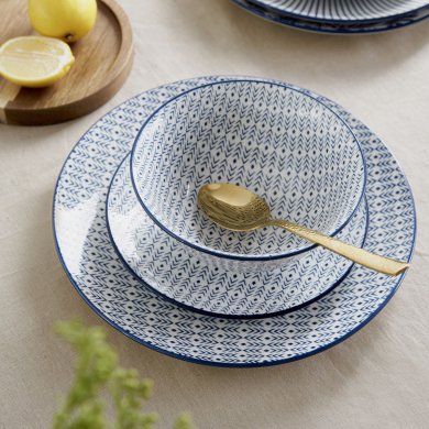 Тарелка Homla NAVIA 27 см | Синий / Белый / Принт - 8 Тарелка Homla NAVIA 27 см | Синий / Белый / Принт 213234 фото - 8