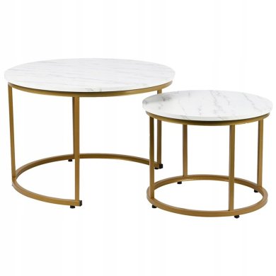 Комплект журнальных столов Kontrast SK116MB Marmur 2 шт Белый - 3 Комплект журнальных столов Kontrast SK116MB Marmur 2 шт Белый 6.06.14751 фото - 3