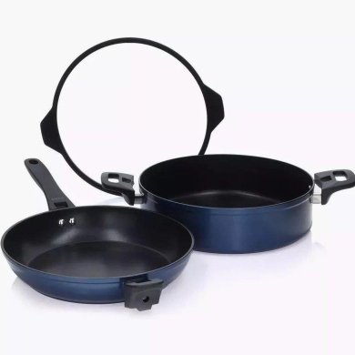 Набор из сковороды, кастрюли и крышки Duka INDIGO 3 шт Синий - 2 Набор из сковороды, кастрюли и крышки Duka INDIGO 3 шт Синий 1218741 фото - 2