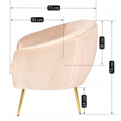 Кресло мягкое Mebel Elit STELLA Welur Бежевый - 12 Кресло мягкое Mebel Elit STELLA Welur Бежевый ME.STELLA/BZ/ZL/V/FW фото - 12