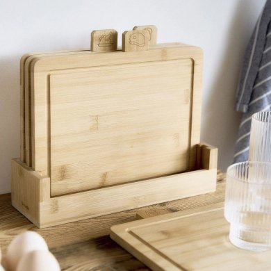 Набор разделочных досок с подставкой Homla BAMBOU 30,5x26 см Дерево 229189 фото - 4