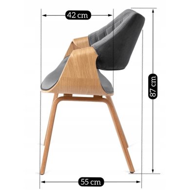 Обідній стілець Mebel Elit LUISE Welur Сірий ME.LUISE/P/DZ/V/DG/K фото - 12