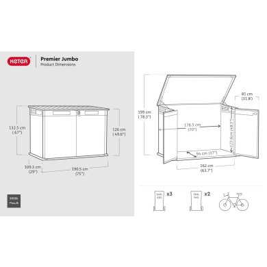 Садовый шкаф Keter PREMIER JUMBO 2020 л Серый 255854 фото - 13