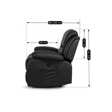 Кресло мягкое раскладное массажное с реклайнером Mebel Elit BONO Черный ME.BONO/CZ/E/FW фото - 17