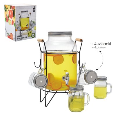 Диспенсер для напитков и 4 стакана Chomik 6 л Прозрачный SIP7965 фото - 5