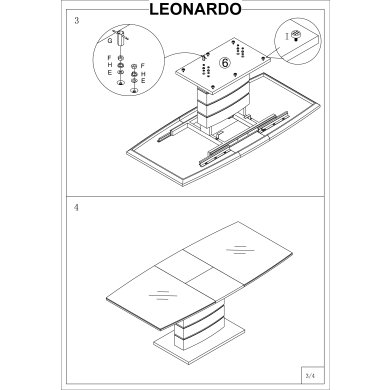 Розкладний обідній стіл Signal LEONARDO Білий LEONARDOBB140 фото - 4
