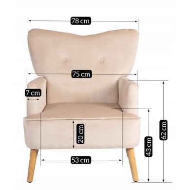 Кресло мягкое Mebel Elit BUNNY Welur Бежевый - 13 Кресло мягкое Mebel Elit BUNNY Welur Бежевый ME.BUNNY/BZ/DK/V/FW фото - 13