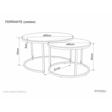 Комплект журнальных столов Signal FERRANTE E 2 шт Черный FERRANTEESZTC фото - 4