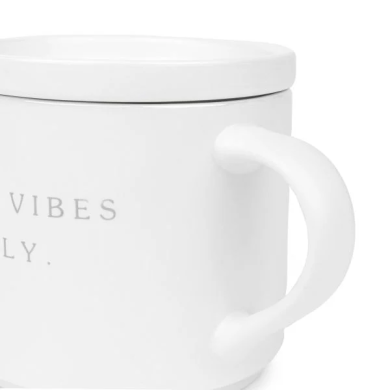 Кружка з кришкою Homla PERLO GOOD VIBES ONLY 400 мл | Білий / Принт 218295 фото - 5