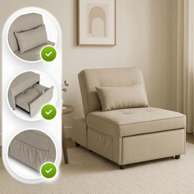 Кресло мягкое раскладное Mebel Elit IBERIS Бежевый - 13 Кресло мягкое раскладное Mebel Elit IBERIS Бежевый ME.IBERIS/BZ/T/FW67 фото - 13