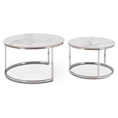 Комплект журнальних столів Mebel Elit AMARA Marmur 2 шт Білий ME.MAXAMARA/BM/SR/CER/L фото - 3