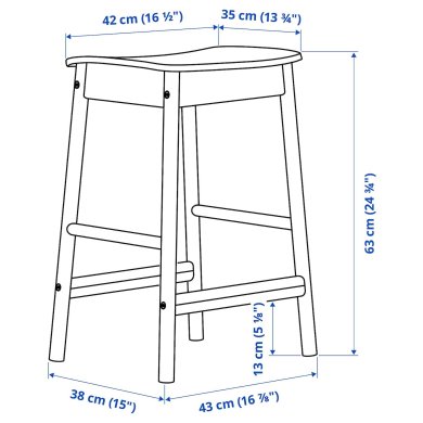 IKEA Барный табурет RONNINGE Дерево (ИКЕА РОННИНГЕ) 60512899 фото - 2