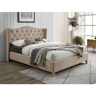 Ліжко Signal Aspen Velvet | 160х200 / Дуб / Бежевий (Bluvel 28) ASPENV160BD