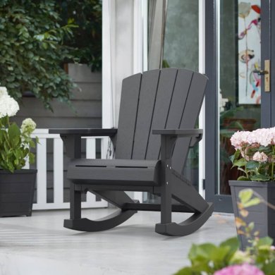 Садове крісло-качалка Keter ROCKING ADIRONDACK Графіт 253276 фото - 4