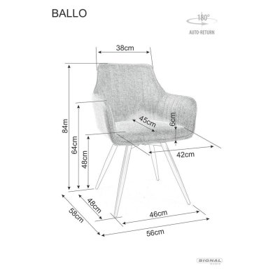 Обідній стілець поворотний Signal BALLO Brego Темно-сірий BALLOBRCCSZ фото - 7