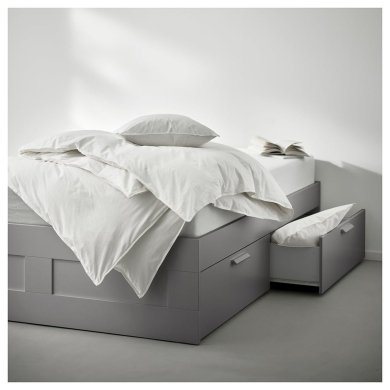 IKEA Каркас ліжка BRIMNES 140х200 см Сірий 70602795 фото - 4