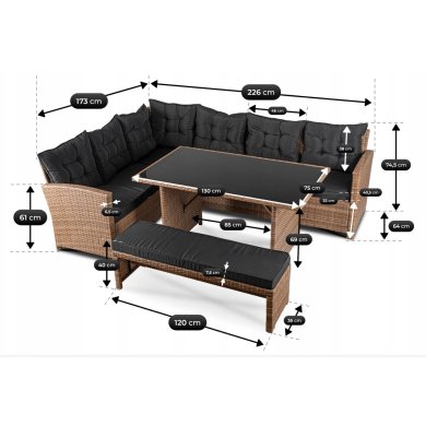 Комплект садових меблів Mebel Elit LIMPIO Світло-коричневий ME.LIMPIO/MIO/RT/OGR/ZES фото - 10