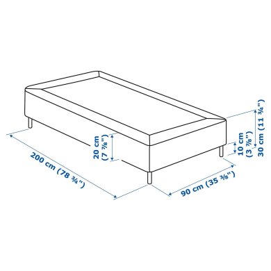 IKEA Ліжко LYNGOR 90x200 см Сірий (ИКЕА ЛИНГОР) 79608180 фото - 5