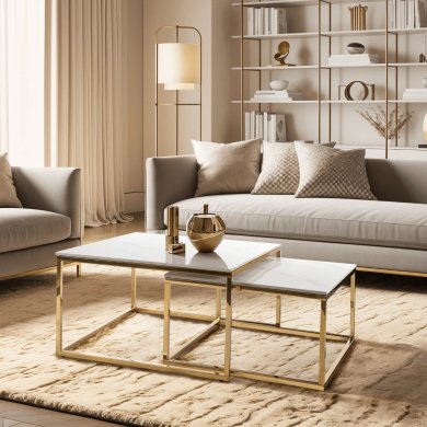 Комплект журнальных столов Mebel Elit TENOR Marmur Белый ME.TENOR/B/PL/ZL/L фото - 7