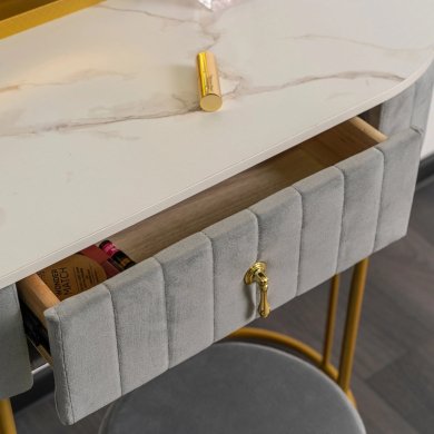 Туалетный стол c пуфом Mebel Elit ASHLEY MINI Marmur Серый ME.ASHLEYMINI/P/ZL/B фото - 6