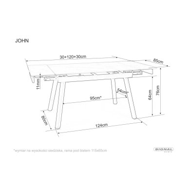 Розкладний обідній стіл Signal JOHN Marmur Білий JOHNBC120 фото - 6