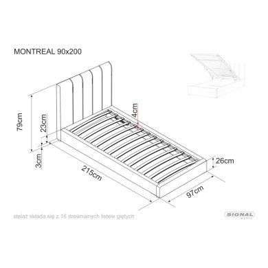 Кровать Signal MONTREAL Welur 90х200 см Бежевый MONTREALV90BE фото - 9