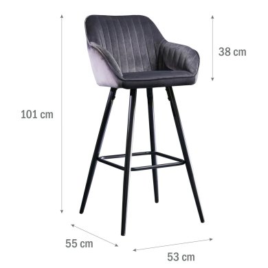 Барный стул Meven CASSIE Welur Серый MV-ML-620087-CASSIE фото - 3