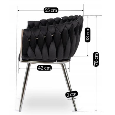 Обідній стілець Mebel Elit SORELLA Welur Чорний ME.SORELLA/CZ/CH/V/K фото - 11