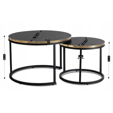 Комплект журнальних столів Mebel Elit ARON Marmur Чорний - 7 Комплект журнальних столів Mebel Elit ARON Marmur Чорний ME.ARON/CZ/ZL/L фото - 7