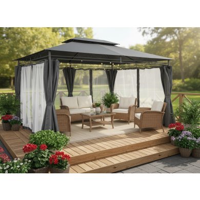 Садова альтанка з москітною сіткою Garden Line 4x3 м Темно-сірий TUN0389 фото - 8